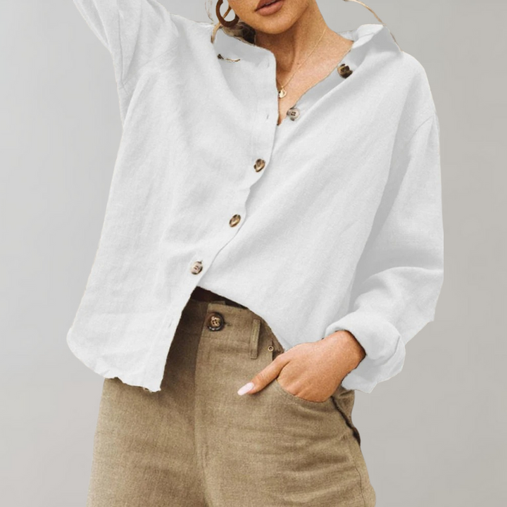 Blusa de Lino Vintage para Mujeres