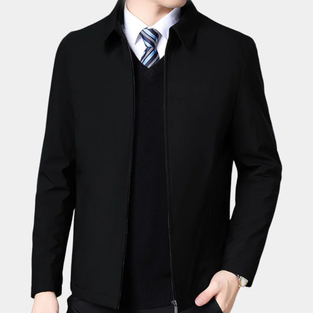 Chaqueta de Otoño para Hombres con Cremallera y Collar Clásico