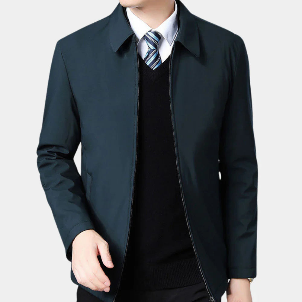 Chaqueta de otoño para hombre con cremallera y cuello clásico