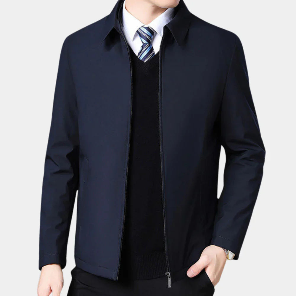 Chaqueta de Otoño para Hombres con Cremallera y Collar Clásico