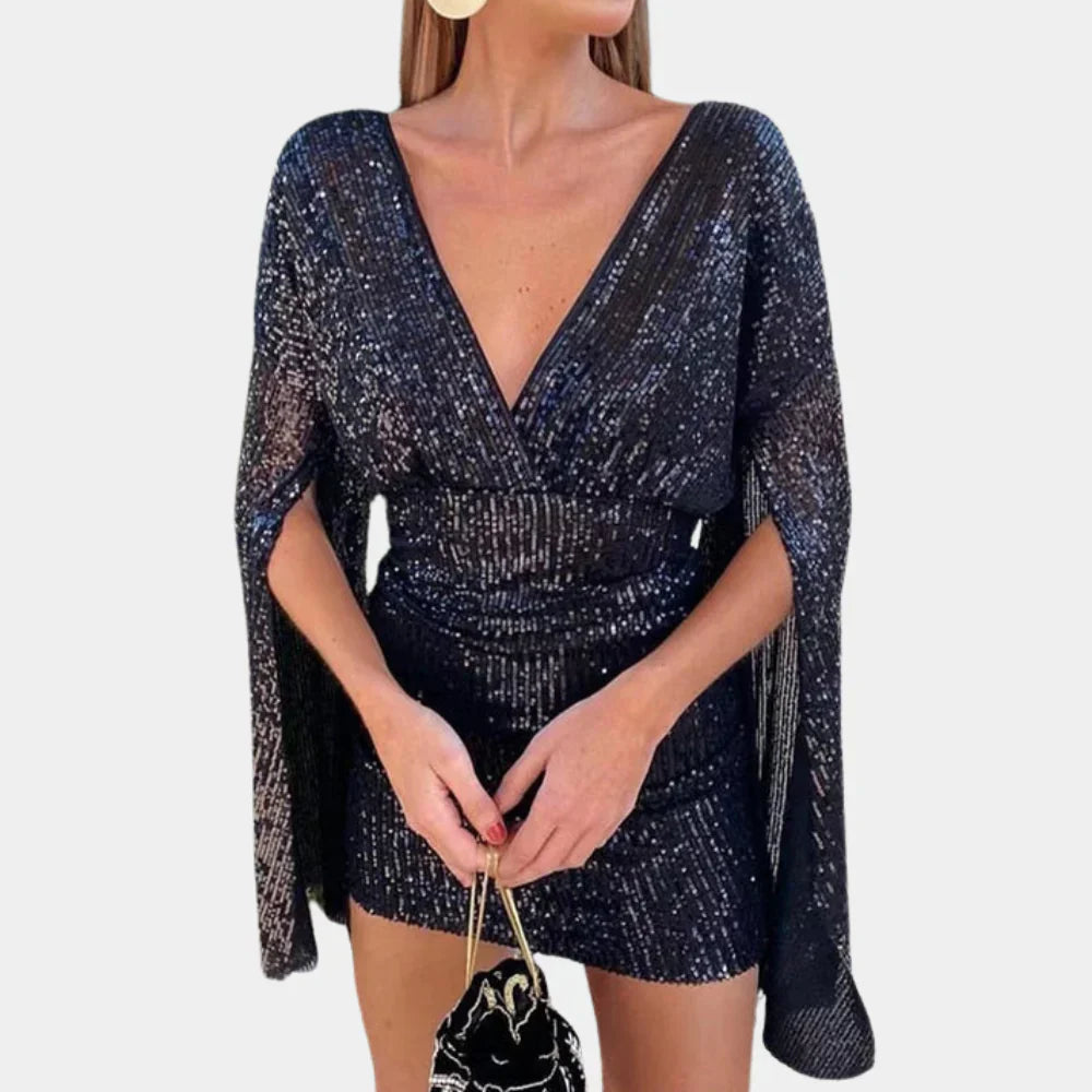 Vestido glamuroso con detalles brillantes