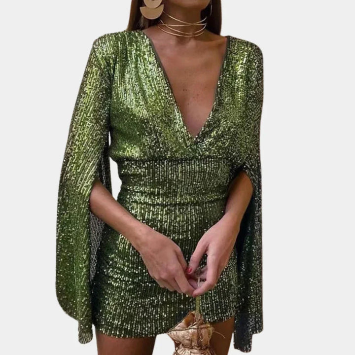 Vestido glamuroso con detalles brillantes