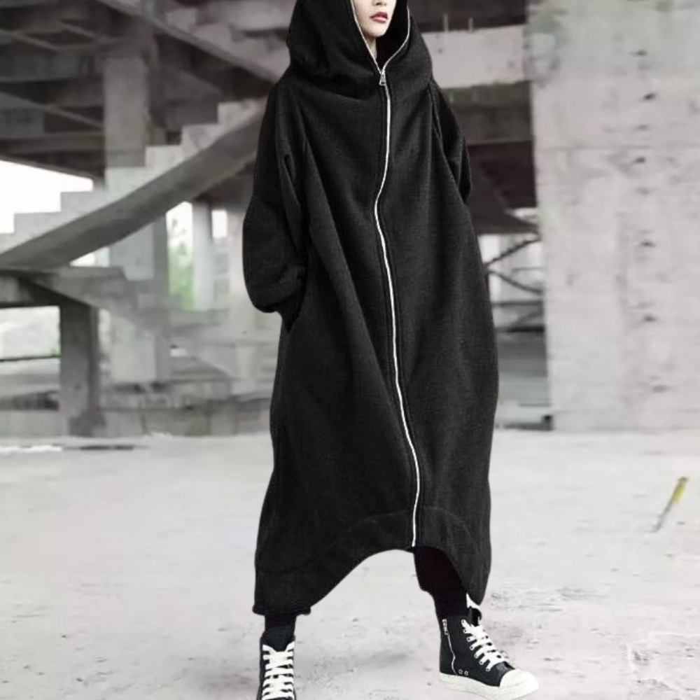 Abrigo oversize de mujer con capucha y cremallera: elegancia y comodidad para todas las estaciones