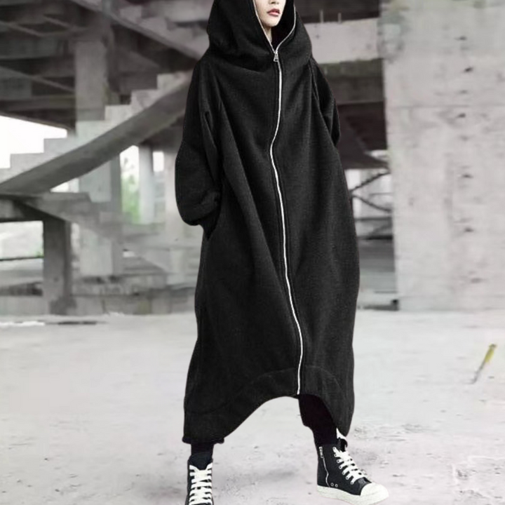Abrigo oversize de mujer con capucha y cremallera: elegancia y comodidad para todas las estaciones