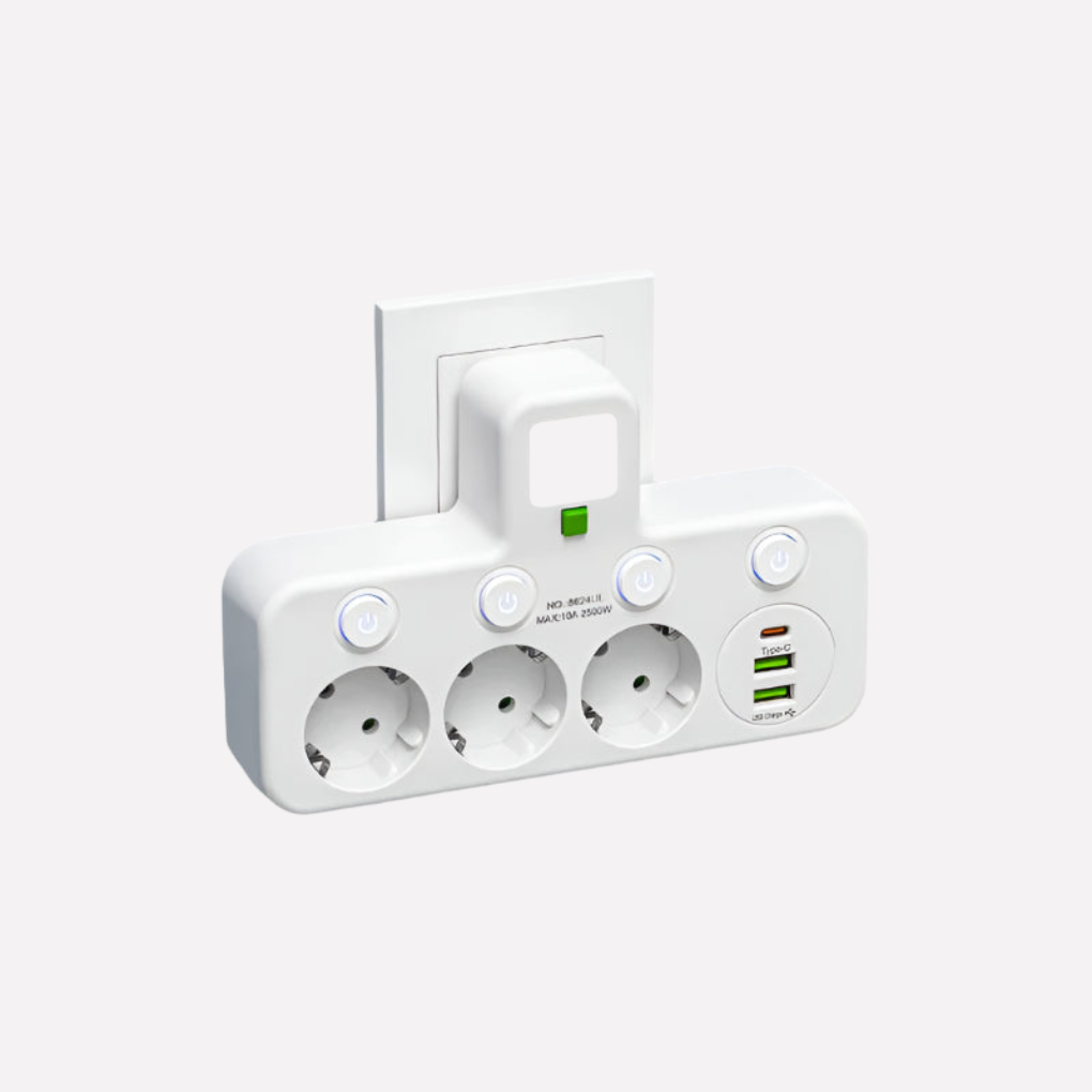Regleta con puertos USB y Type‑C