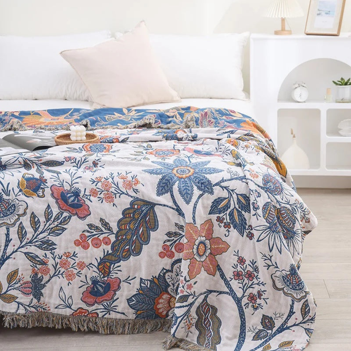 Manta de lana con diseño floral