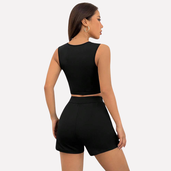 Conjunto de Chaleco de Camisa para Mujeres y Falda Dividida