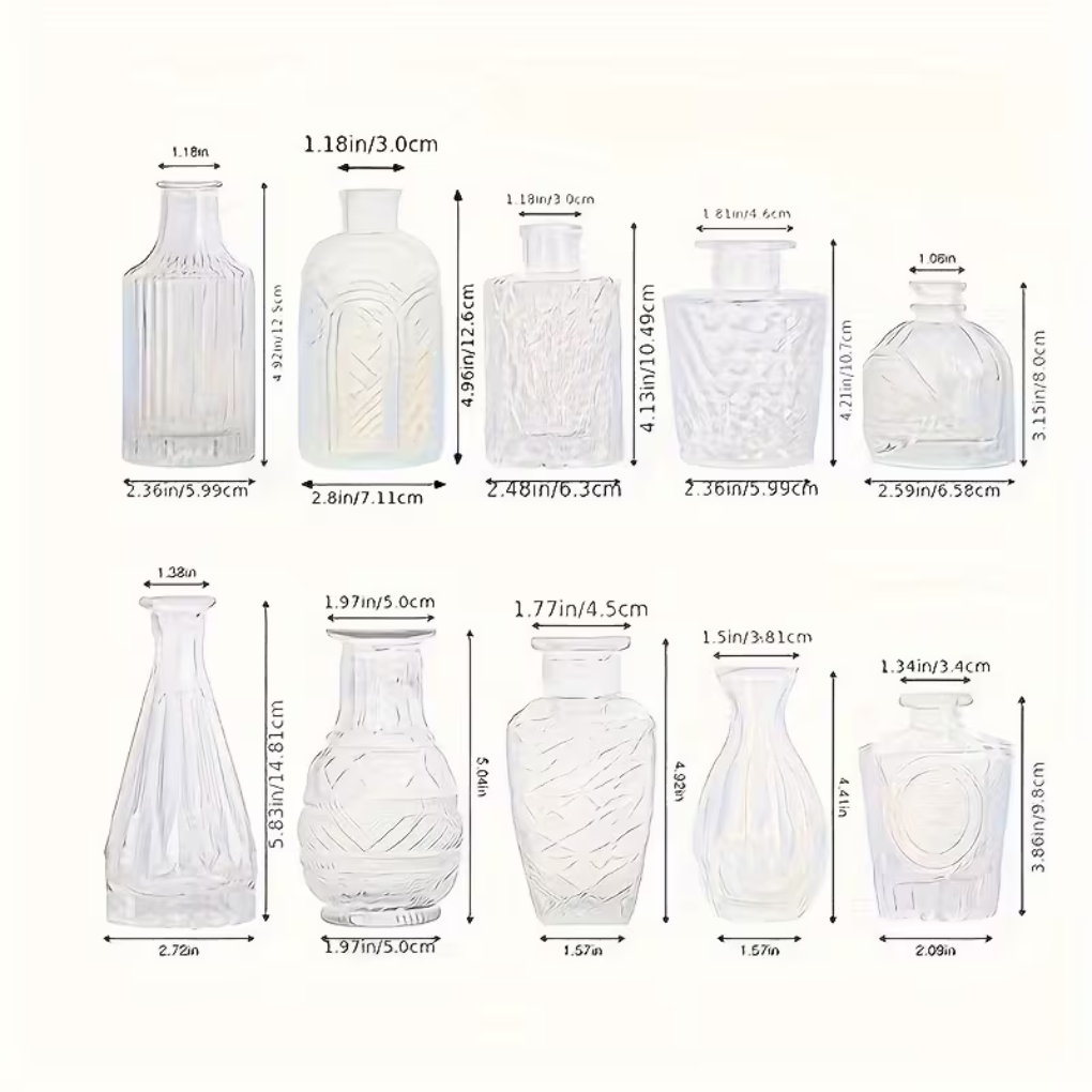 Juego de Jarrones Transparentes con Relieve