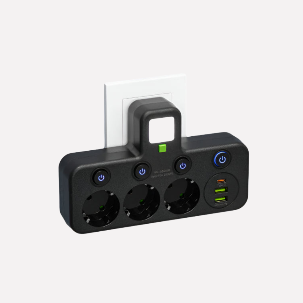 Regleta con puertos USB y Type‑C