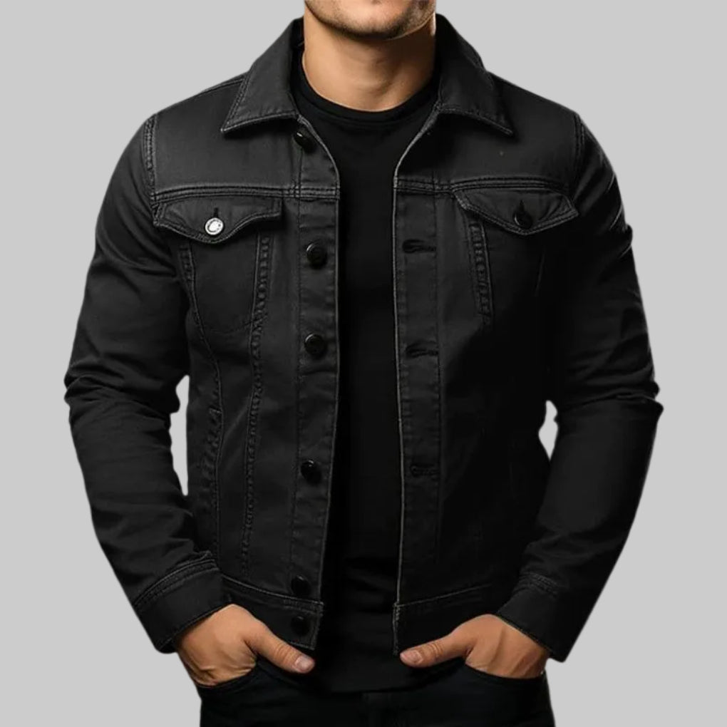 Chaqueta de Denim Sólida Casual para Hombres