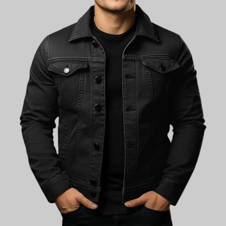 Chaqueta de Denim Sólida Casual para Hombres