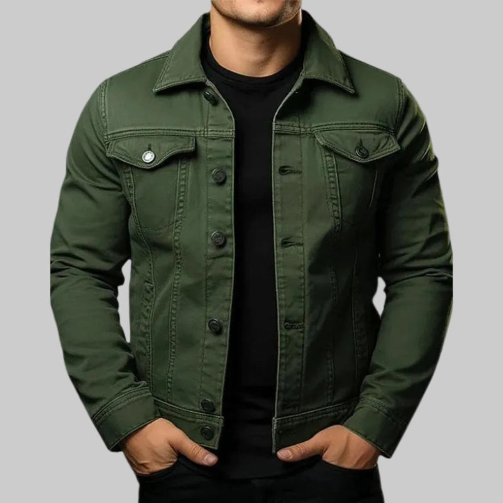 Chaqueta de Denim Sólida Casual para Hombres