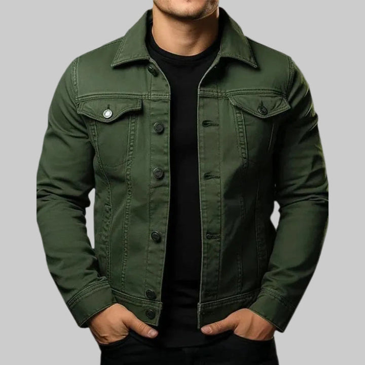 Chaqueta de Denim Sólida Casual para Hombres