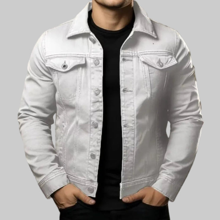 Chaqueta de Denim Sólida Casual para Hombres