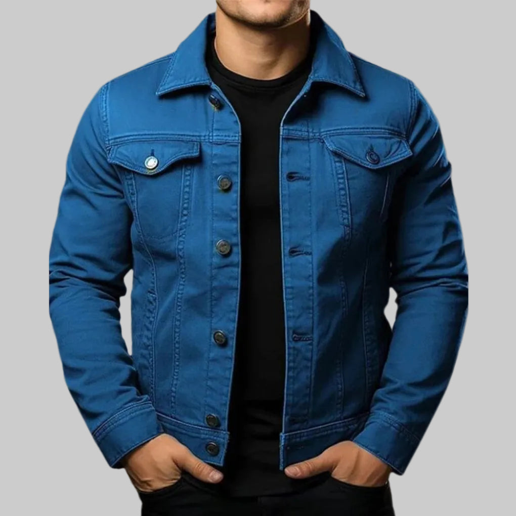 Chaqueta de Denim Sólida Casual para Hombres