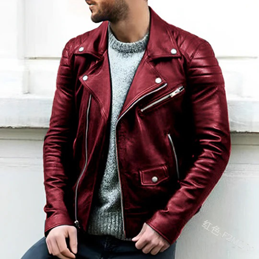 Chaqueta motera de cuero auténtico Rider
