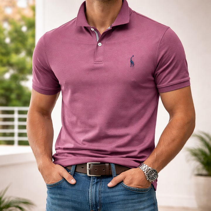 Polo de Algodón Lujoso para Hombres con Bordado de Ciervo
