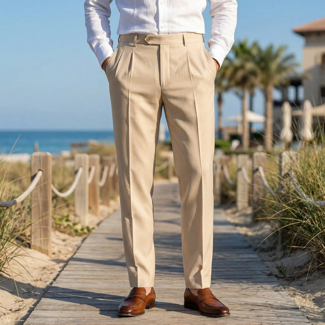 Pantalones de verano plisados ​​de corte relajado Casualve