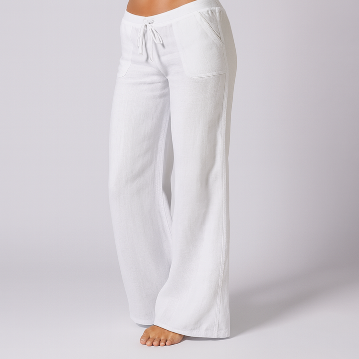 Pantalones Casuales Sueltos de Mezcla de Lino para Mujer