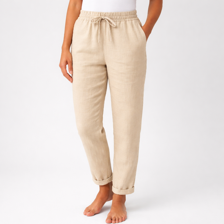 Pantalones de Mezcla de Lino Elegancia Sin Esfuerzo para Mujeres