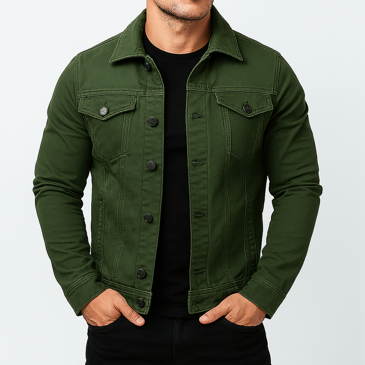 Chaqueta vaquera lisa informal para hombre