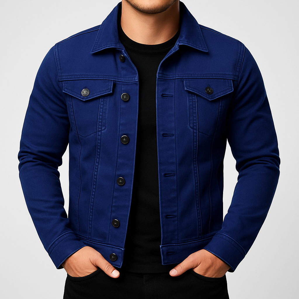 Chaqueta vaquera lisa informal para hombre