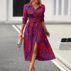 Vestido camisero de corte en A estampado con abertura