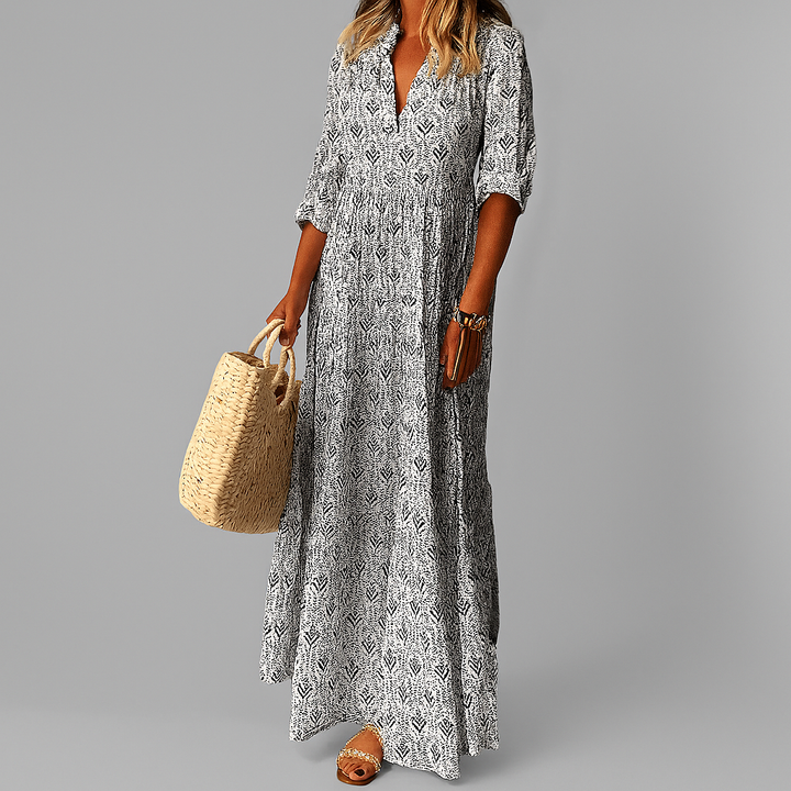 Vestido Maxi Ligero con Estampado Vintage para Mujeres