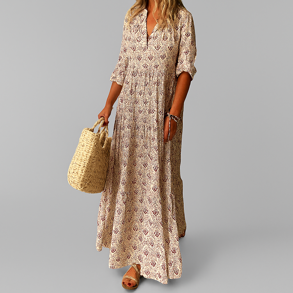 Vestido Maxi Ligero con Estampado Vintage para Mujeres