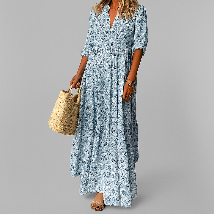 Vestido Maxi Ligero con Estampado Vintage para Mujeres