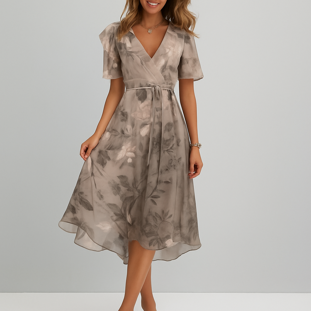 Vestido estampado con escote en V profundo
