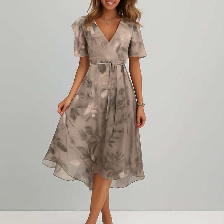 Vestido estampado con escote en V profundo