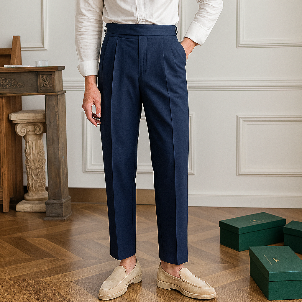 Pantalones de vestir de corte ajustado y cintura alta para hombre