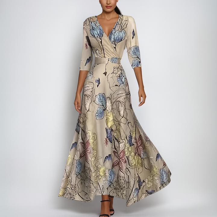 Vestido Maxi Bohemio con Cuello en V Listo para el Verano