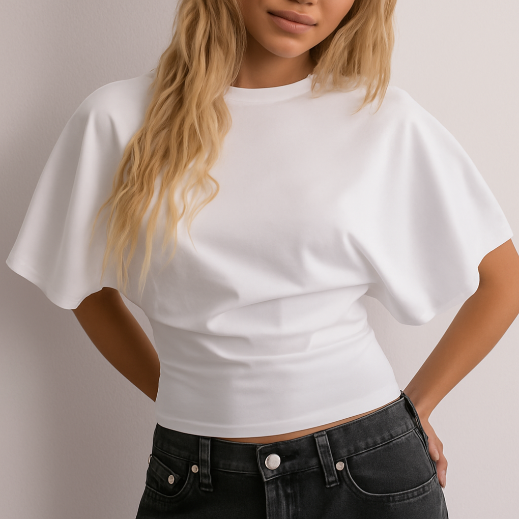 Camiseta de Verano con Cuello Redondo Clásica para Mujeres
