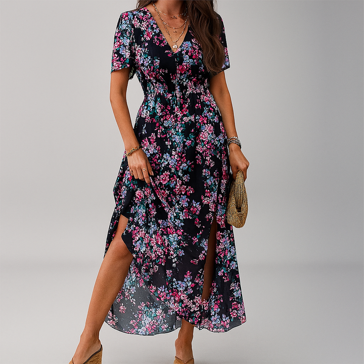 Vestido midi con estampado floral