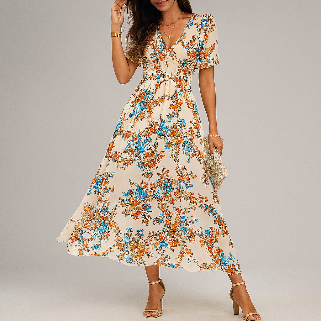 Vestido midi con estampado floral