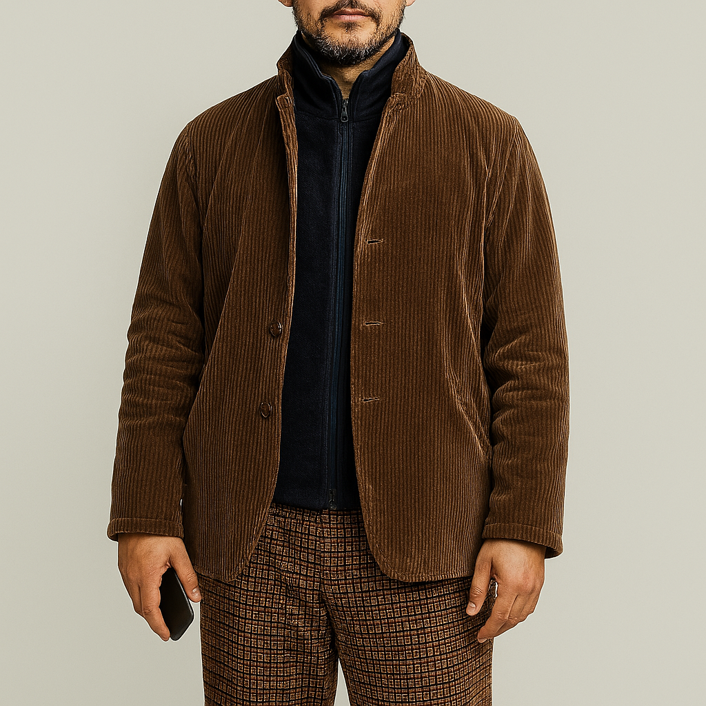 Chaqueta Sólida Casual Retro para Hombres