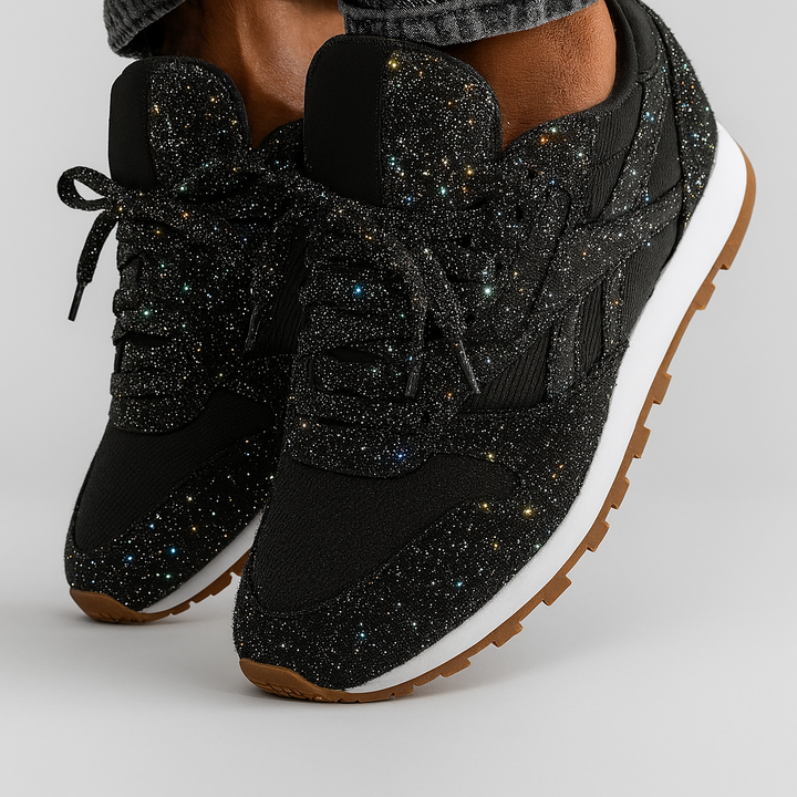 Zapatillas gruesas con purpurina para mujer