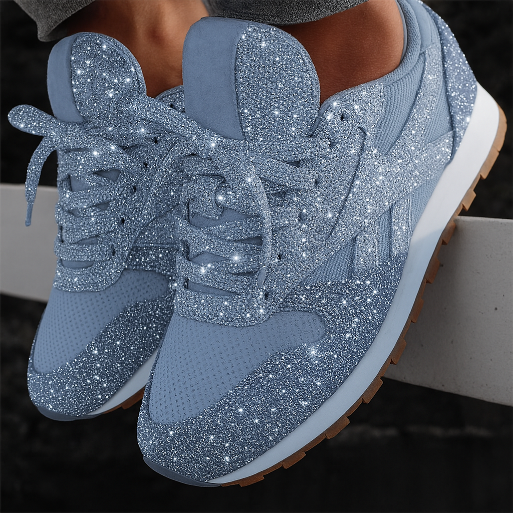 Zapatillas gruesas con purpurina para mujer