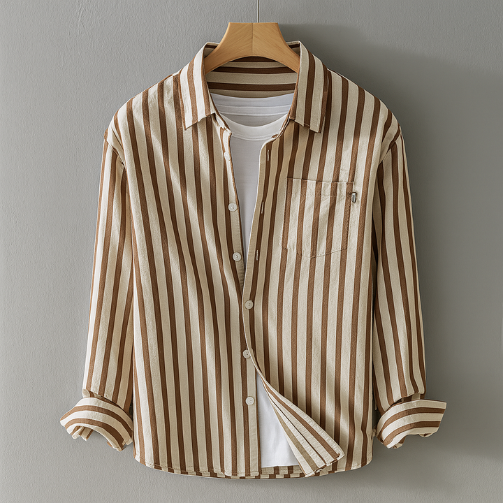 Blusa Casual de Manga Larga con Bolsillo en el Pecho para Mujeres