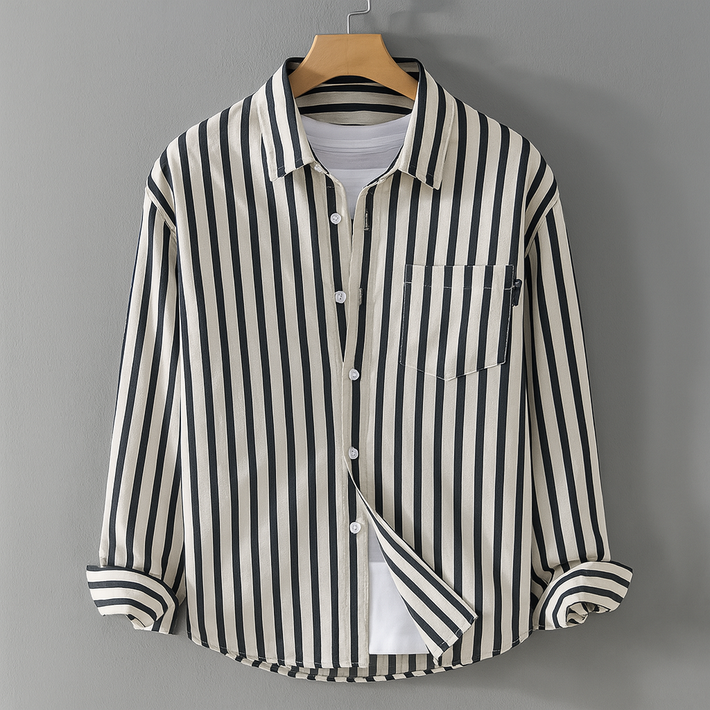 Blusa Casual de Manga Larga con Bolsillo en el Pecho para Mujeres