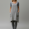 Vestido de Delantal de Algodón y Lino con Bolsillos para Mujeres