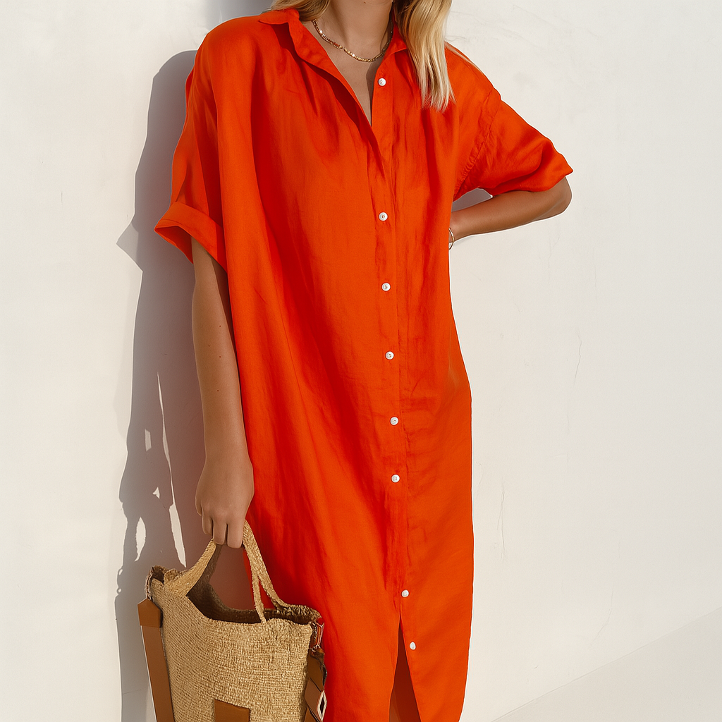 Vestido de Camisa de Lino para Mujeres