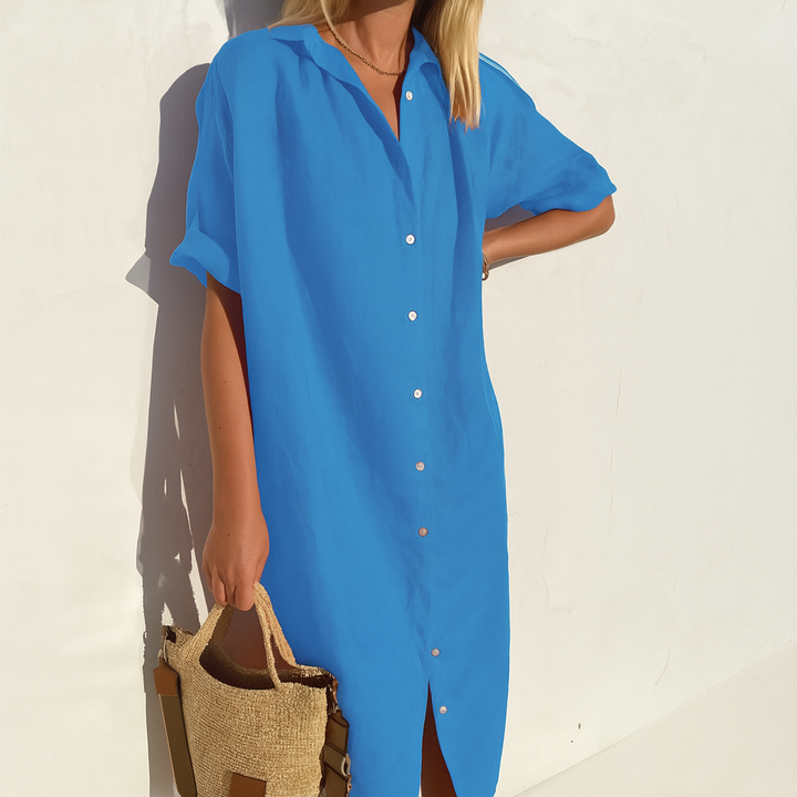 Vestido de Camisa de Lino para Mujeres