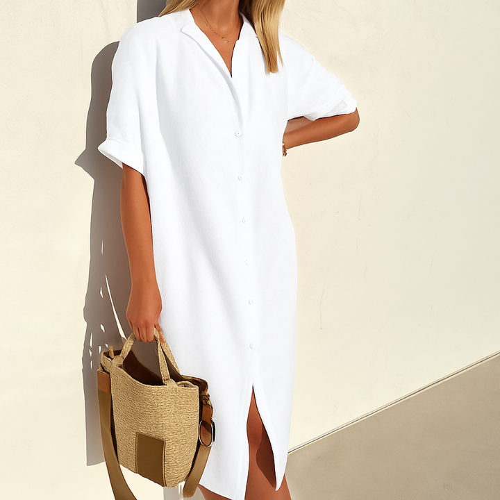 Vestido de Camisa de Lino para Mujeres