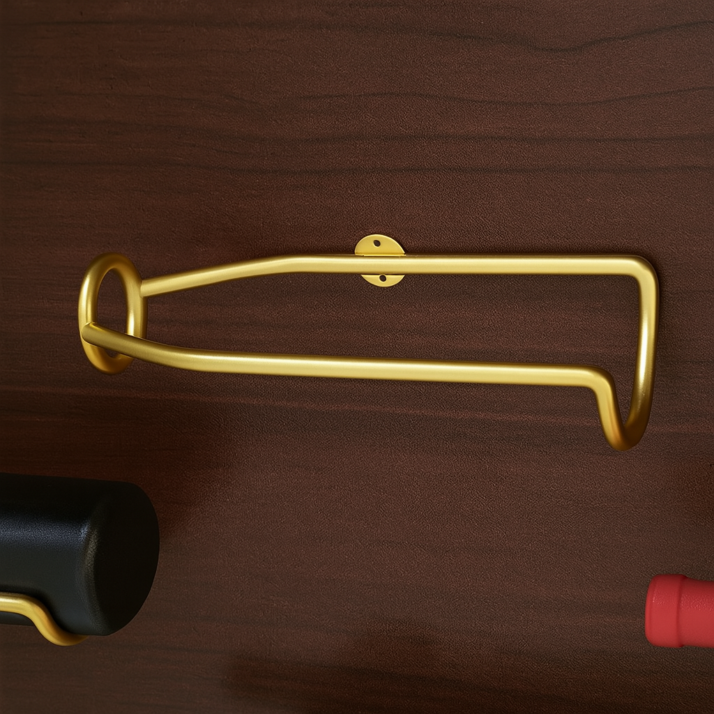 Soporte de Vino de Hierro Montado en Pared Elegante