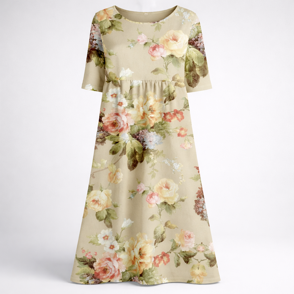 Vestido midi con cuello redondo para mujer, imagen 2