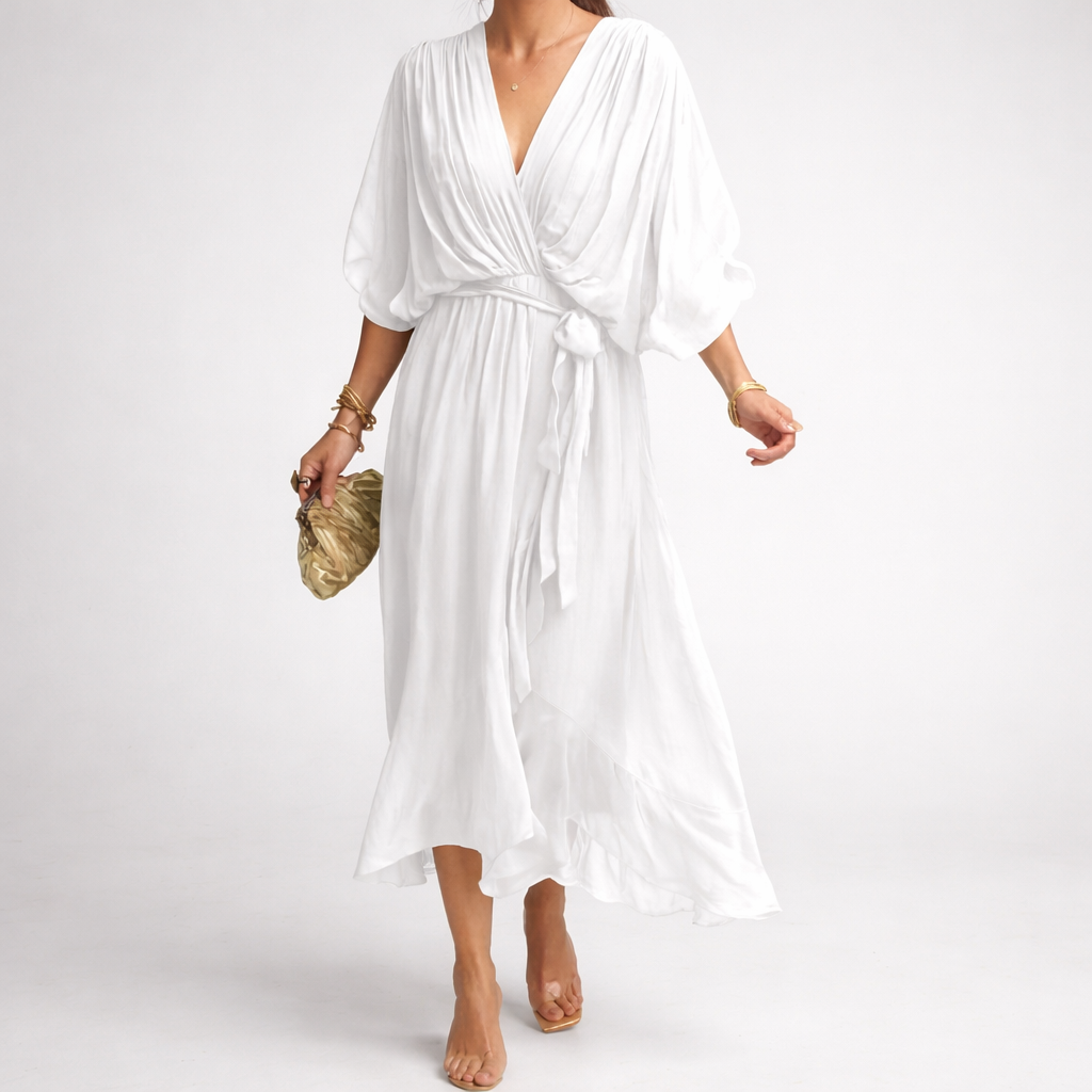 Vestido Elegante con Escote en V para Mujeres