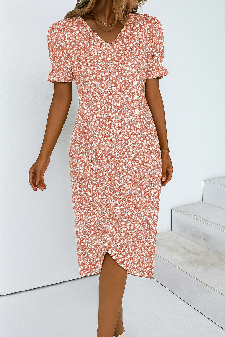 Vestido largo de mezcla de algodón ligero para mujer